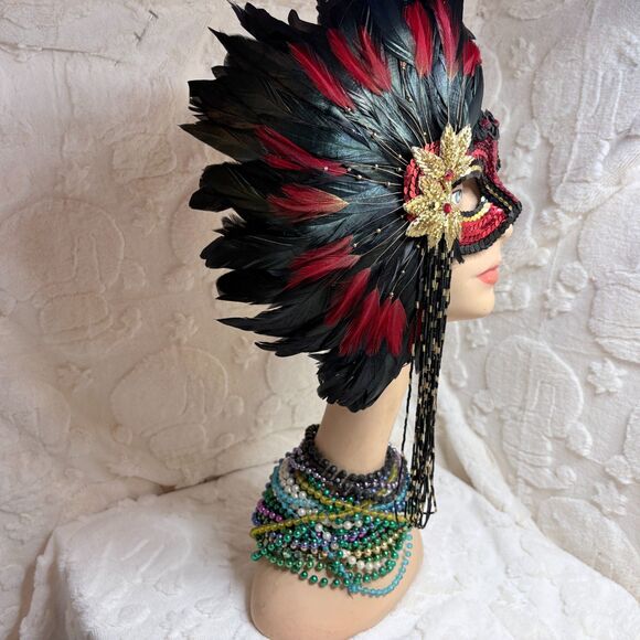 Handmade Designer Masquerade Mask Gypsy Renaissance Wearable Art - Picture 5 of 11